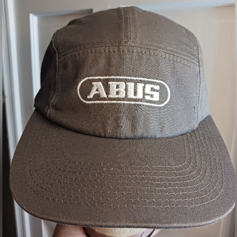 ABUS German Cycling & Security 5 Panel Hat ,  Adjustable Grey Cap Very Good